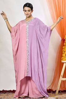 Picture of Stylish Pink and Lavender Designer Palazzo Suit for Party