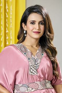 Picture of Flamboyant Pink Designer Indo-Western Outfit for a Party