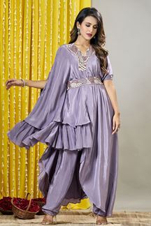 Picture of Fashionable Lavender Georgette Designer Indo-Western Outfit for a Party and Festive wear