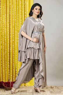 Picture of Striking Brown Designer Indo-Western Outfit for a Party