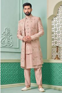 Picture of Captivating Light Onion Designer Indo-Western Sherwani for Sangeet and Engagement