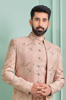 Picture of Captivating Light Onion Designer Indo-Western Sherwani for Sangeet and Engagement