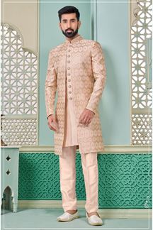 Picture of Appealing Pink Designer Indo-Western Sherwani for Engagement and Wedding