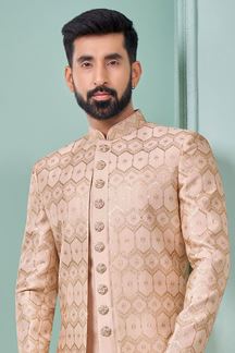 Picture of Appealing Pink Designer Indo-Western Sherwani for Engagement and Wedding