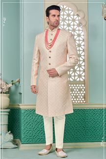 Picture of Dashing Pink Designer Indo-Western Sherwani for Engagement and Wedding