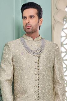 Picture of Vibrant Grey Designer Indo-Western Sherwani for Engagement and Wedding