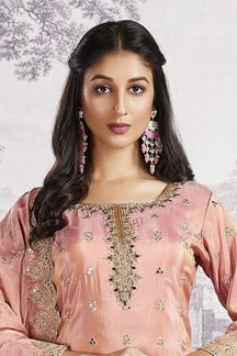 Picture of Glorious Peach Designer Palazzo Suit for Party