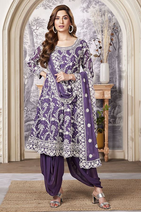 Picture of Divine Purple Georgette Designer Anarkali Suit for a Party