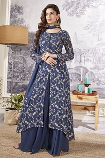 Picture of Fascinating Blue Designer Palazzo Suit for Party