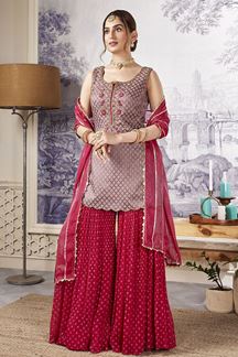 Picture of Bollywood Brown Designer Palazzo Suit for Party