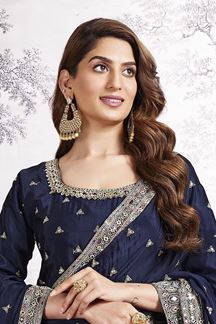 Picture of Stylish Navy Blue Designer Palazzo Suit for Party