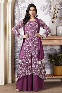 Picture of Vibrant Lilac Designer Palazzo Suit for Party