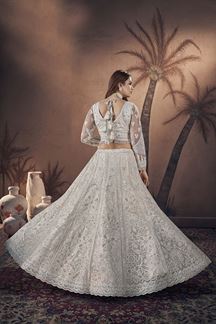 Picture of Spectacular Off-White Premium Net Designer Lehenga Choli for Wedding and Reception