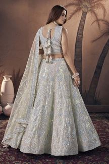 Picture of Charismatic Off-White Premium Net Designer Lehenga Choli for Engagement and Reception