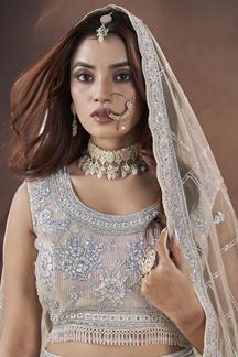 Picture of Charismatic Off-White Premium Net Designer Lehenga Choli for Engagement and Reception