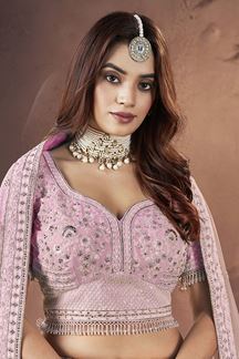 Picture of Breathtaking Baby Pink Premium Net Designer Lehenga Choli for Engagement and Reception