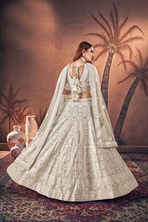 Picture of Ethnic Off-White Premium Net Designer Lehenga Choli for Wedding and Reception
