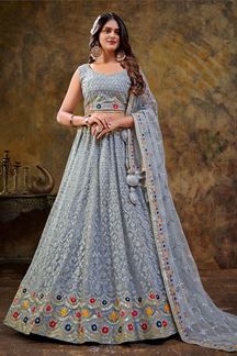 Picture of Astounding Net Designer Indo-Western Lehenga Choli for Party and Sangeet