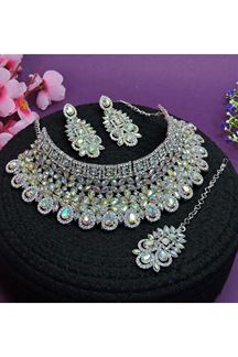 Picture of Spectacular Rainbow Designer Necklace Set for Party, Wedding and Sangeet