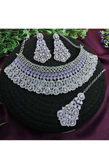 Picture of Breathtaking Lavender Designer Necklace Set for Party, Wedding and Sangeet