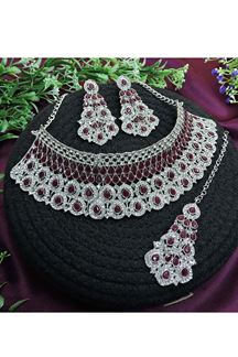 Picture of Classy Maroon Designer Necklace Set for Party, Wedding and Sangeet