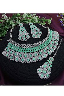 Picture of Awesome Mint Designer Necklace Set for Party, Wedding and Sangeet