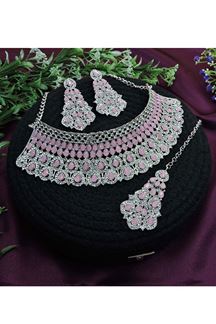 Picture of Amazing Pink Designer Necklace Set for Party, Wedding and Sangeet