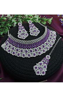 Picture of Vibrant Purple Designer Necklace Set for Party, Wedding and Sangeet