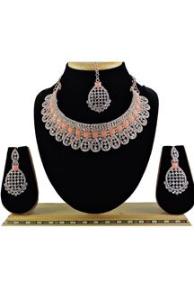 Picture of Enticing Peach Designer Necklace Set for Party and Engagement