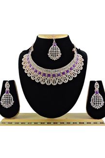 Picture of Lovely Purple Designer Necklace Set for Party and Sangeet