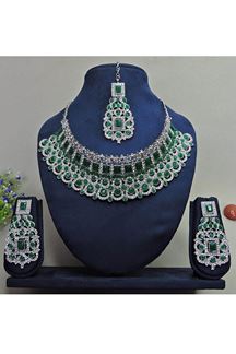 Picture of Marvelous Green Designer Necklace Set for Wedding  and Mehendi