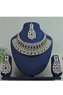 Picture of Striking Green Designer Necklace Set for Party and Mehendi
