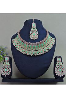Picture of Fascinating Rose Pink Designer Necklace Set for Party and Engagement