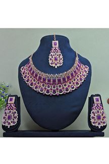 Picture of Charismatic Rose Purple Designer Necklace Set for Party
