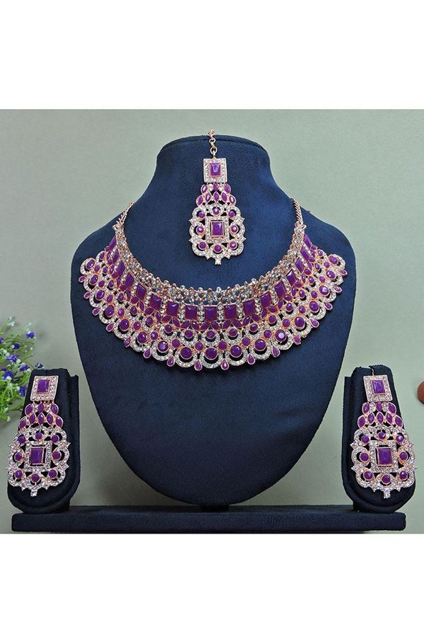 Picture of Charismatic Rose Purple Designer Necklace Set for Party