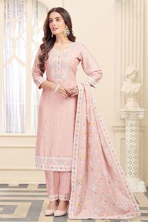 Picture of Charismatic Light Pink Art Silk Designer Straight Cut Suit for a Party