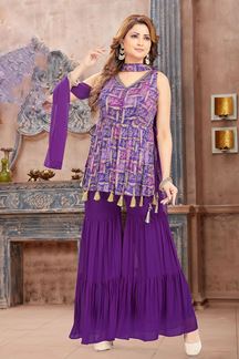 Picture of Flawless Purple Designer Gharara Suit for Party