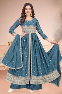 Picture of Breathtaking Blue Designer Palazzo Suit for Party