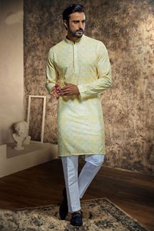 Picture of Elegant Yellow Designer Kurta and Pant Set for Haldi and Festivals