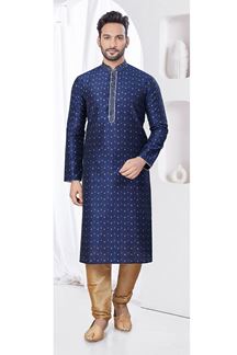 Picture of Amazing Navy Blue Designer Kurta and Churidar Set for Festivals, Weddings