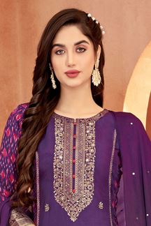 Picture of Outstanding Art Silk Designer Straight Cut Suit for Party, Festivals, and Sangeet