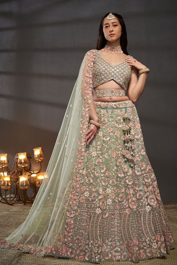 Picture of Smashing Sea Green Colored Designer Lehenga Choli