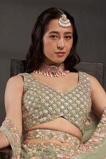 Picture of Smashing Sea Green Colored Designer Lehenga Choli