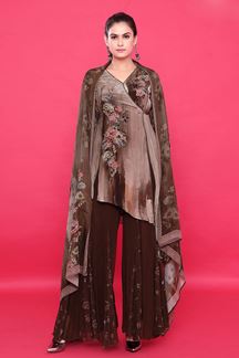 Picture of LovelyBrown Designer Palazzo Suit for Party