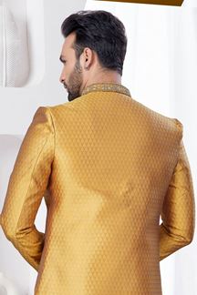 Picture of Stylish Mustard Designer Indo-Western Sherwani for Wedding, Haldi, Reception and Festival