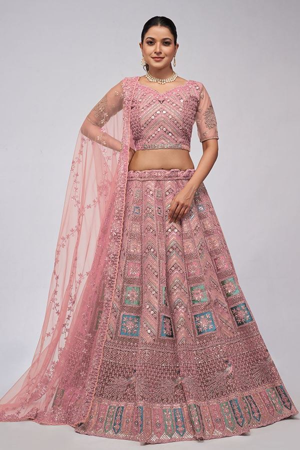 Picture of Striking Pink Designer Wedding Lehenga Choli for Engagement, Wedding, and Reception 