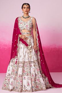 Picture of Flamboyant Cream Designer Lehenga Choli for Wedding and Reception