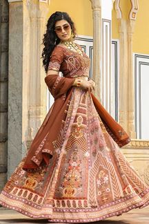 Picture of Splendid Brown Designer Lehenga Choli for Wedding and Reception