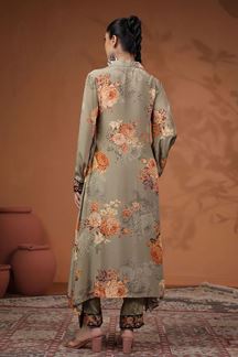 Picture of Royal Grey Printed Designer Kurti for Party and Festive Wear