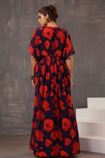 Picture of Outstanding Purple Floral Printed Designer Gown for Party and Sangeet